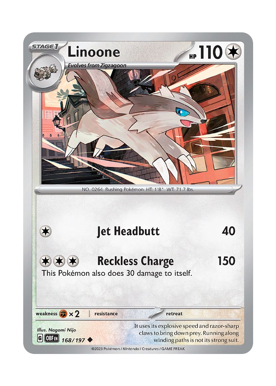 Linoone - Reverse Holo (168/197) - Obsidian Flames