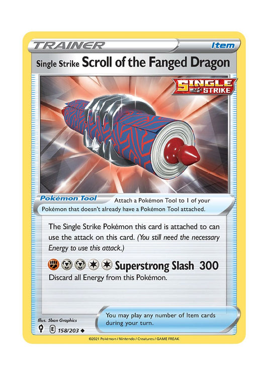 Single Strike Scroll of the Fanged Dragon - Reverse Holo (158/203) - Evolving Skies