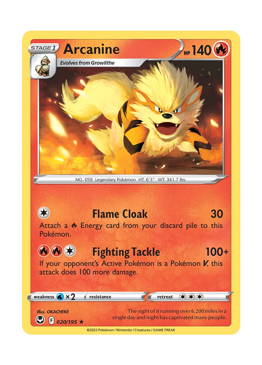 Arcanine - Reverse Holo (020/195) - Silver Tempest