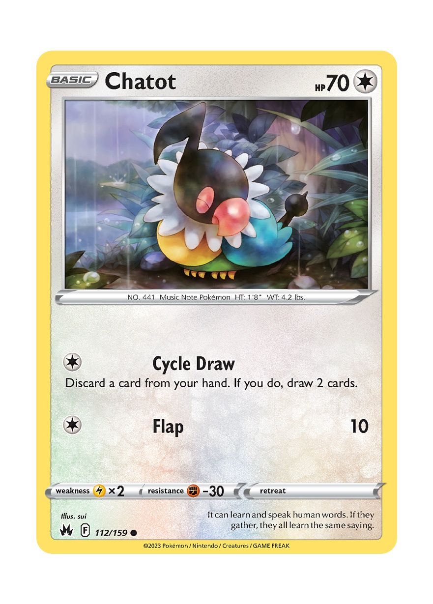 Chatot - Reverse Holo (112/159) - Crown Zenith