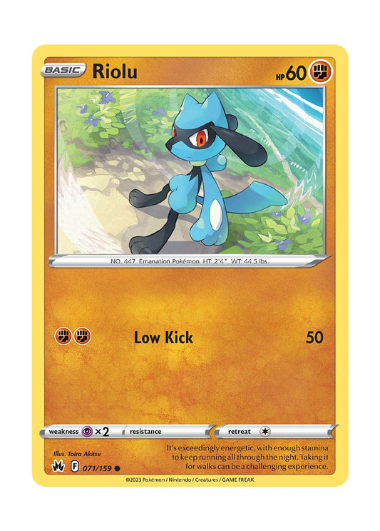 Riolu - Reverse Holo (071/159) - Crown Zenith