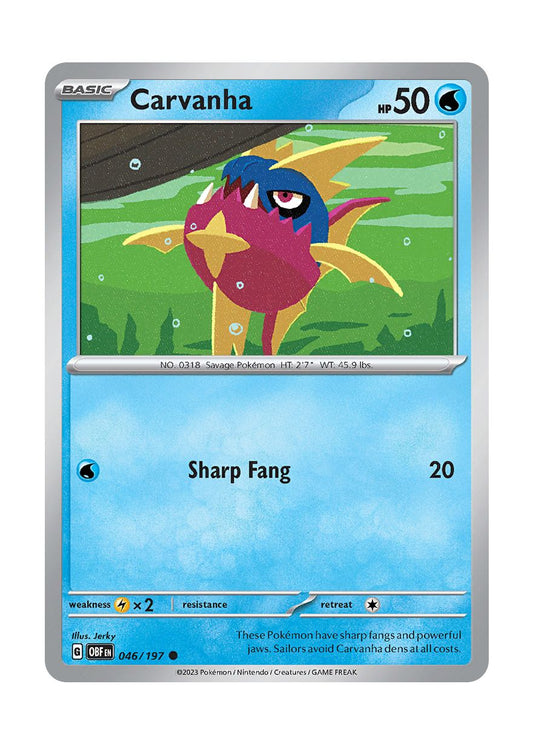 Carvanha - Reverse Holo (046/197) - Obsidian Flames