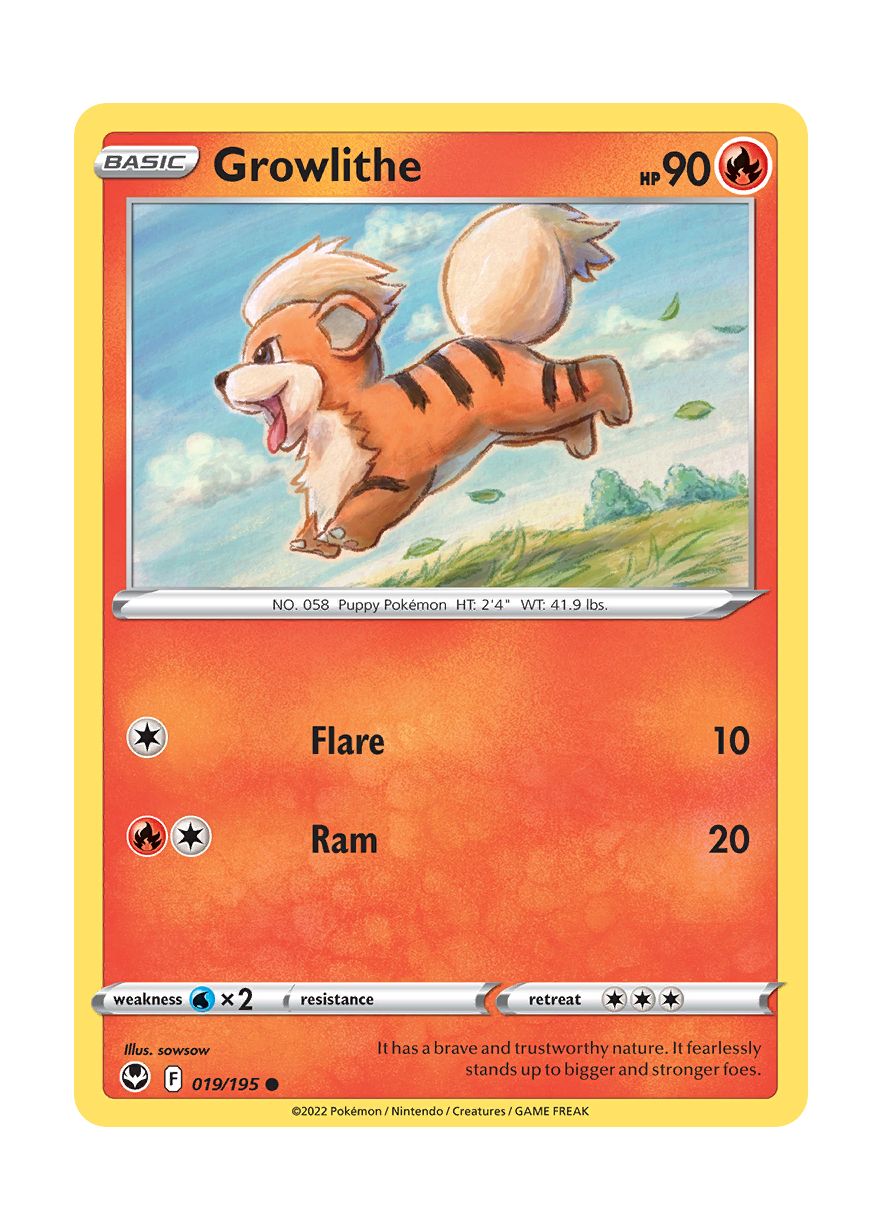 Growlithe - Reverse Holo (019/195) - Silver Tempest