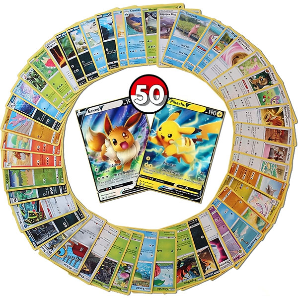 50 Pokemon Kaarten + 2 V/EX/GX/Vstar/Vmax Bundel
