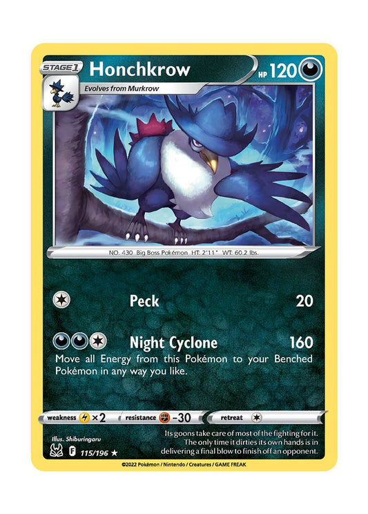 Honchkrow - Reverse Holo (115/196) - Lost Origin