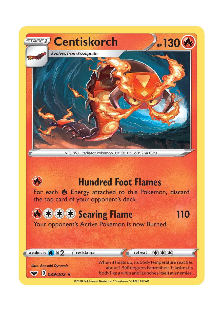 Centiskorch - Reverse Holo (039/202) - Sword & Shield