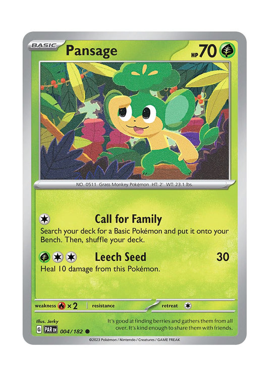 Pansage - Reverse Holo (004/182) - Paradox Rift