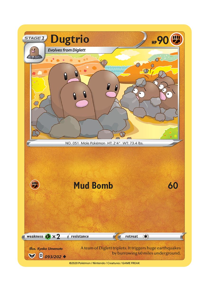 Dugtrio - Reverse Holo (093/202) - Sword & Shield
