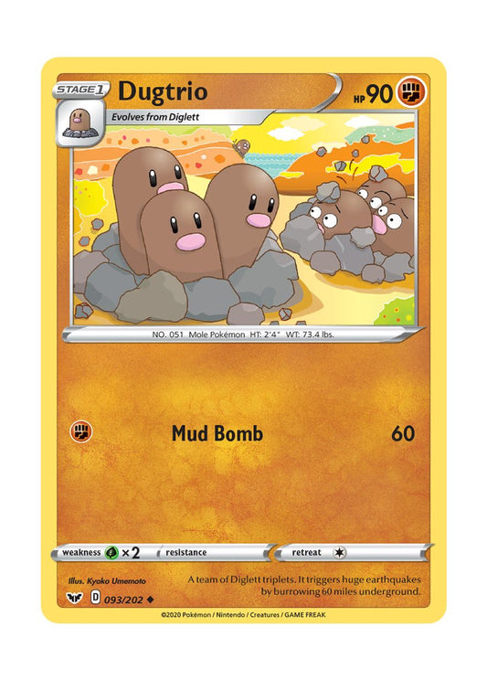 Dugtrio - Reverse Holo (093/202) - Sword & Shield