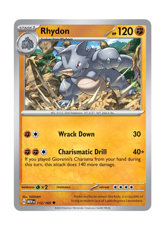 Rhydon - Reverse Holo (112/165) - 151
