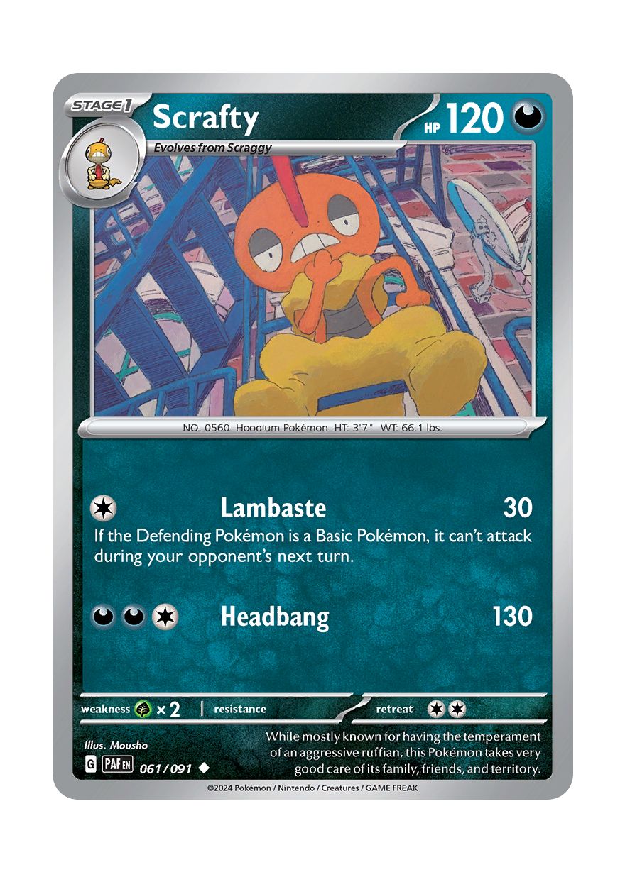 Scrafty - Reverse Holo (061/91) - Paldean Fates