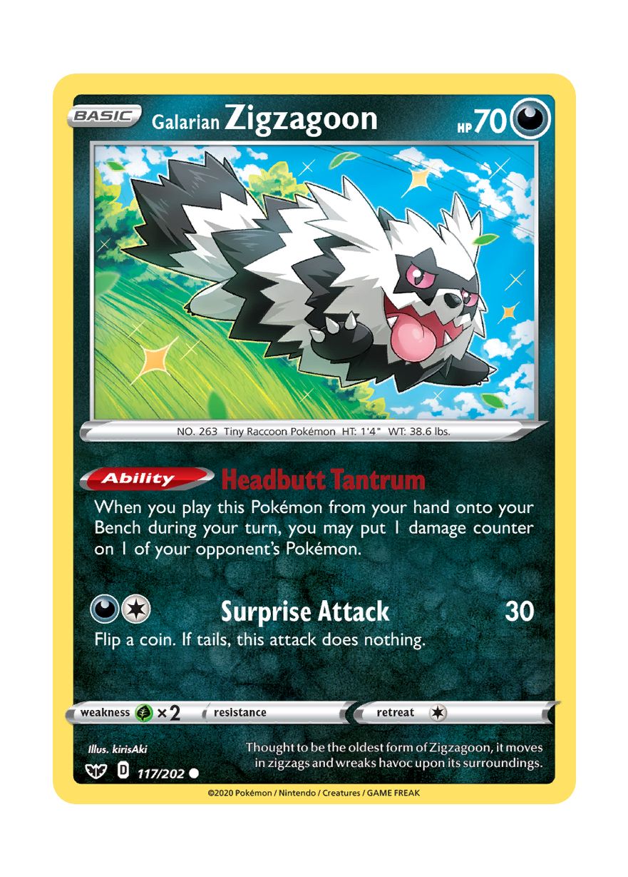 Galarian Zigzagoon - Reverse Holo (117/202) - Sword & Shield