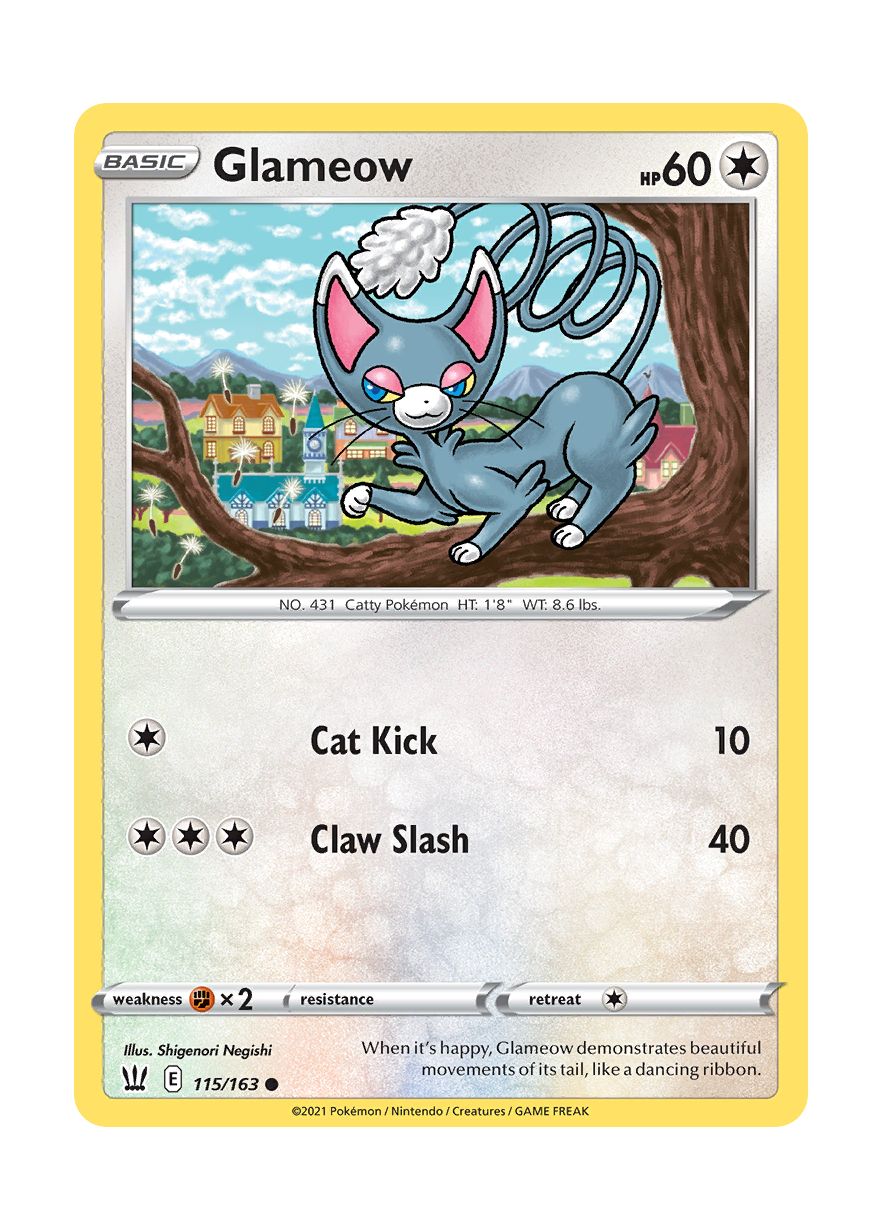 Glameow - Reverse Holo (115/163) - Battle Styles