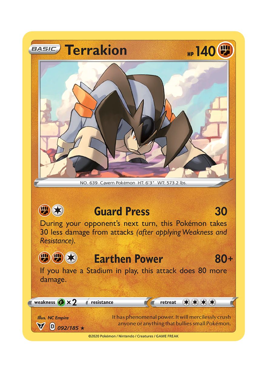 Terrakion - Reverse Holo (092/185) - Vivid Voltage