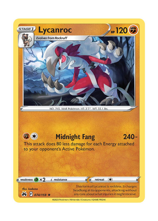 Lycanroc - Reverse Holo (074/159) - Crown Zenith