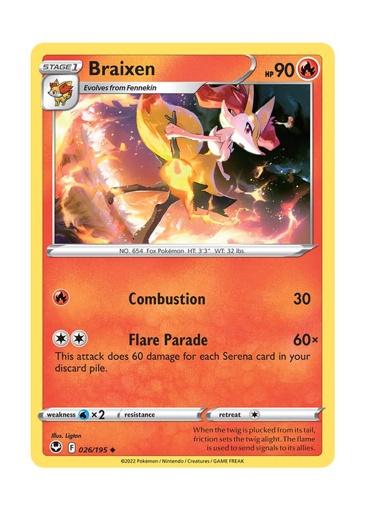 Braixen - Reverse Holo (026/195) - Silver Tempest