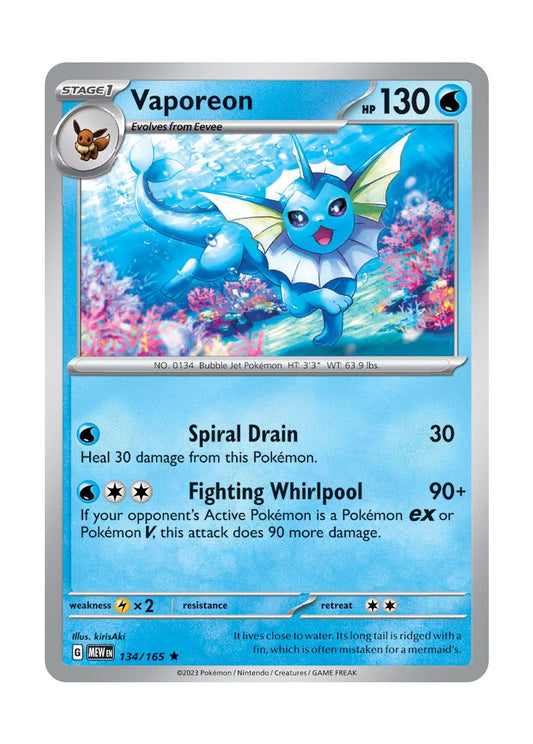 Vaporeon - Reverse Holo (134/165) - 151