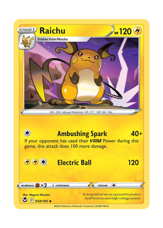 Raichu - Reverse Holo (050/195) - Silver Tempest