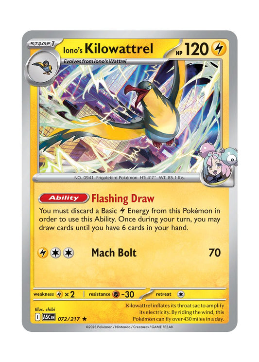 Iono's Kilowattrel (072/217) - Ascended Heroes