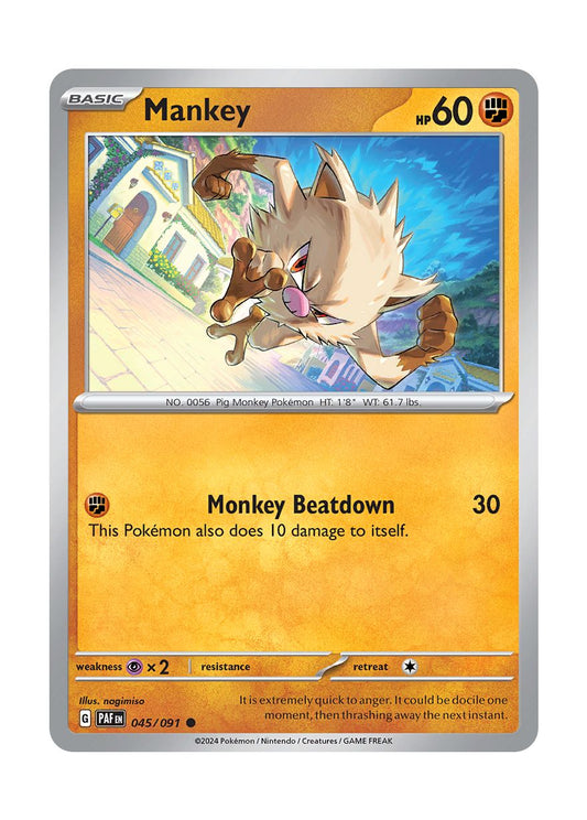 Mankey - Reverse Holo (045/91) - Paldean Fates