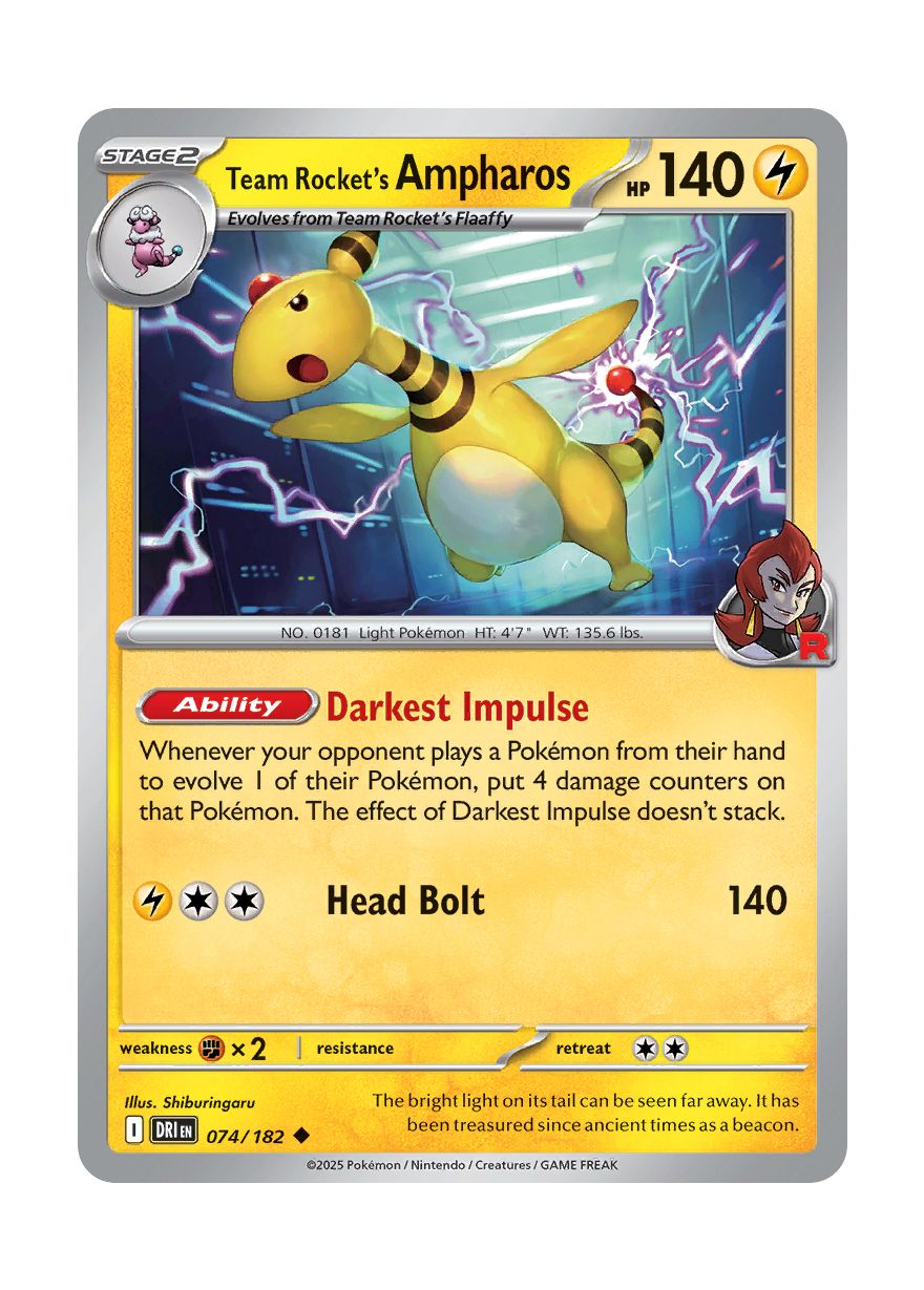Team Rocket's Ampharos (074/182) - Destined Rivals