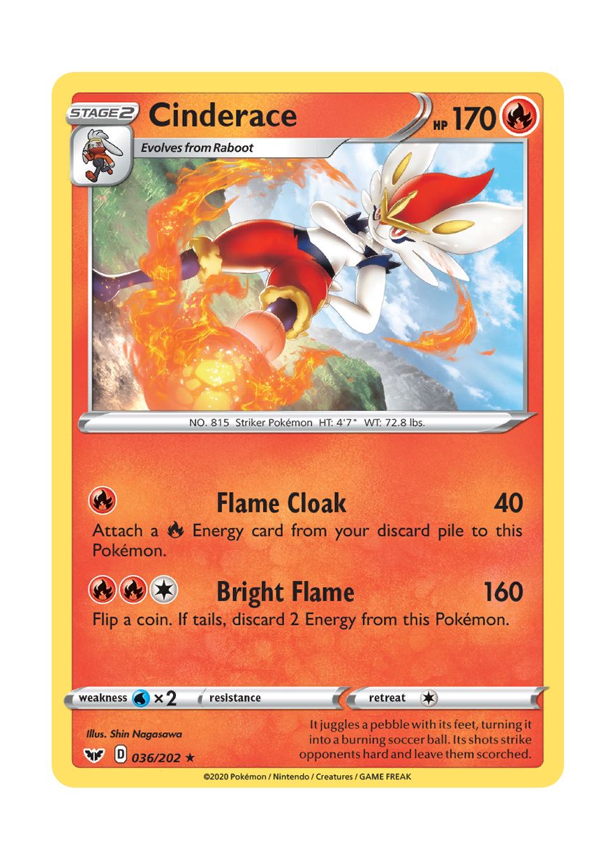 Cinderace - Reverse Holo (036/202) - Sword & Shield