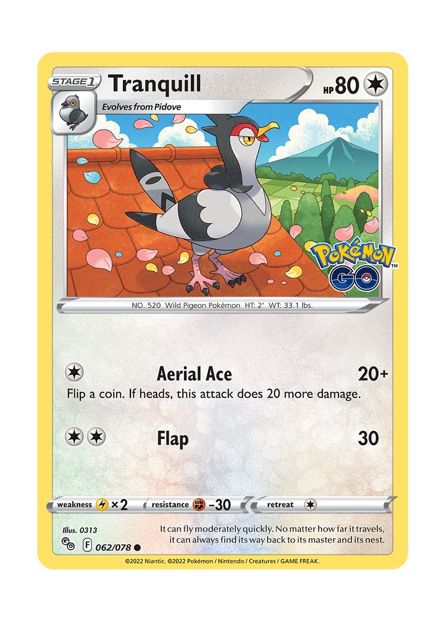 Tranquill - Reverse Holo (062/78) - Pokémon GO