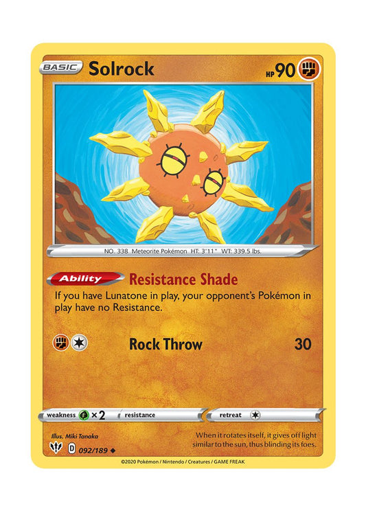 Solrock - Reverse Holo (092/189) - Darkness Ablaze