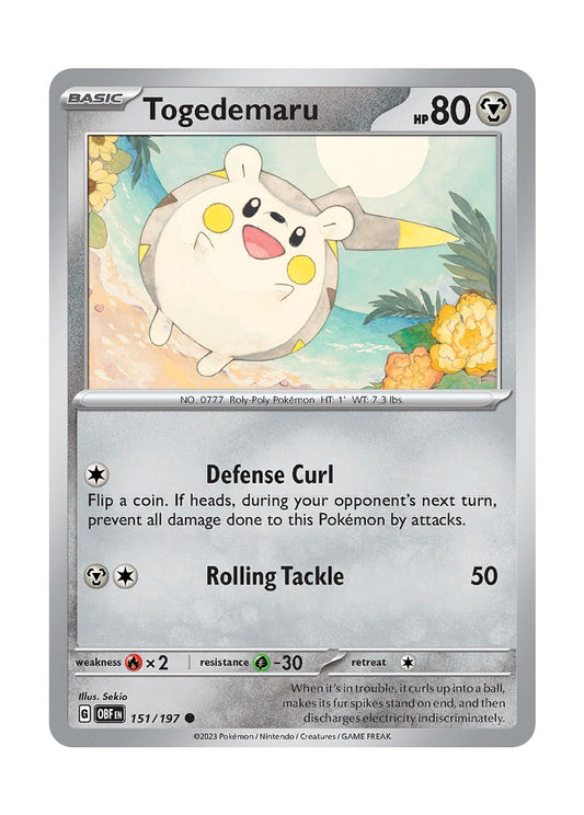 Togedemaru - Reverse Holo (151/197) - Obsidian Flames
