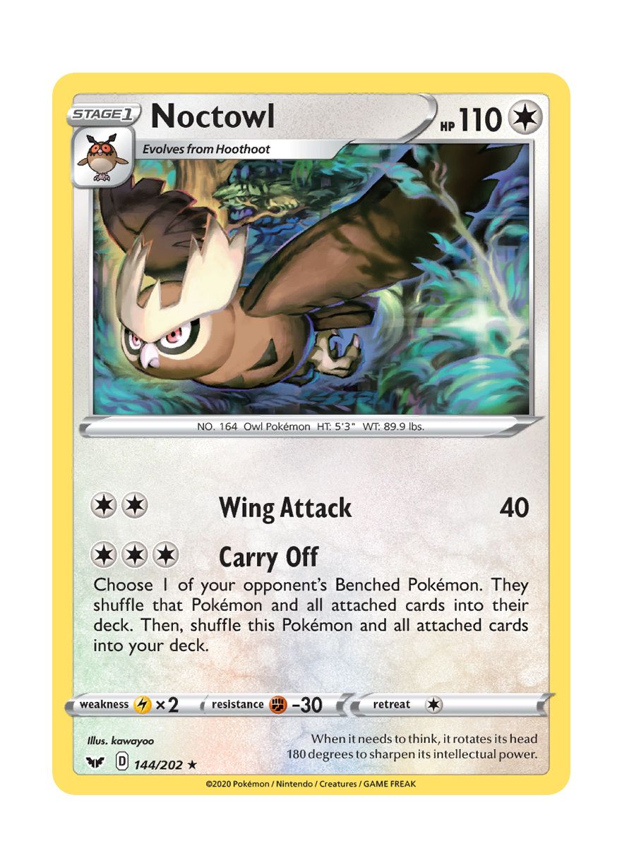 Noctowl - Reverse Holo (144/202) - Sword & Shield