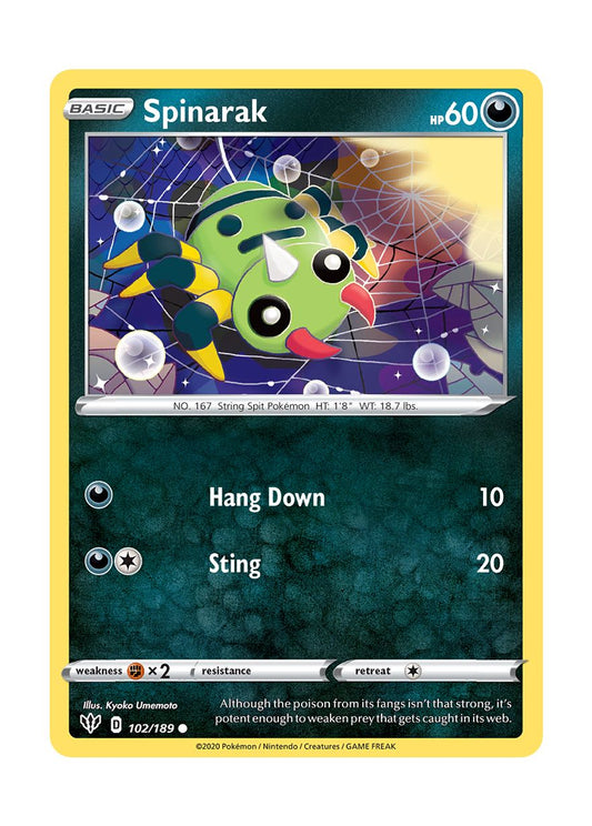 Spinarak - Reverse Holo (102/189) - Darkness Ablaze