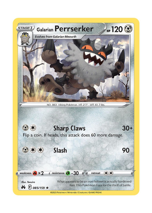 Galarian Perrserker - Reverse Holo (085/159) - Crown Zenith