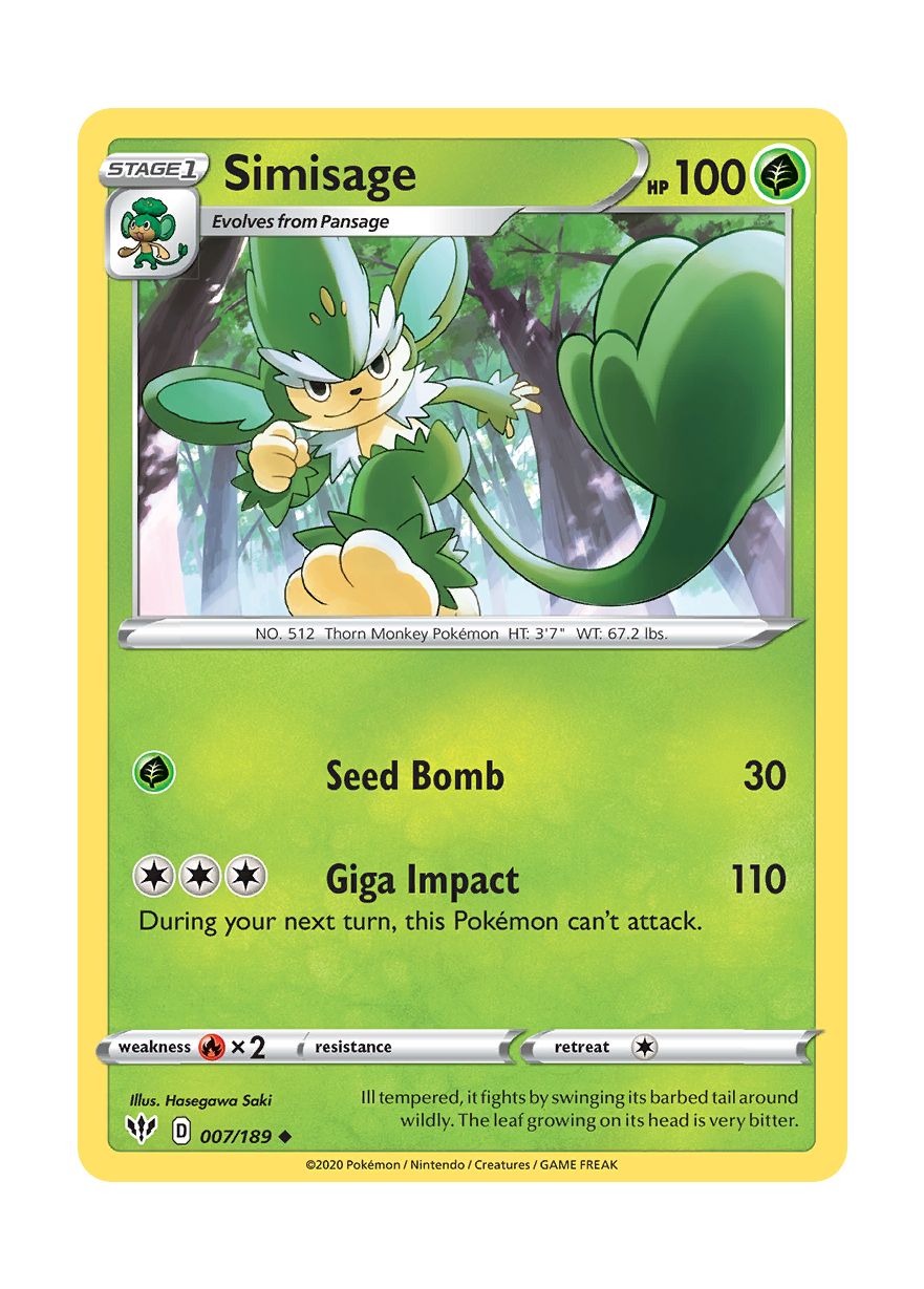 Simisage - Reverse Holo (007/189) - Darkness Ablaze