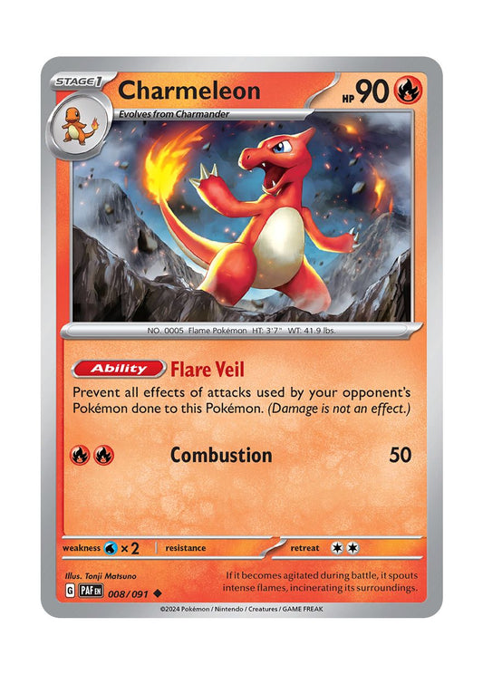 Charmeleon - Reverse Holo (008/91) - Paldean Fates