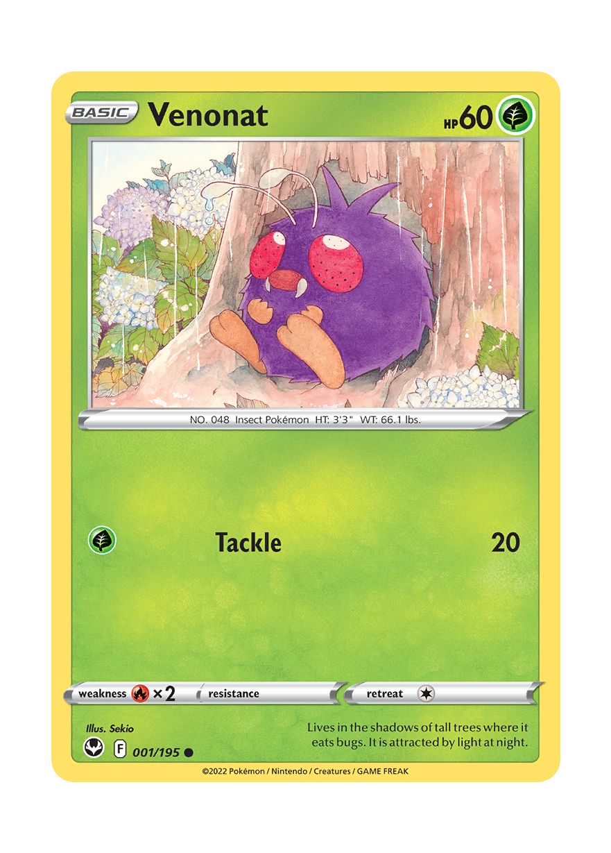 Venonat - Reverse Holo (001/195) - Silver Tempest