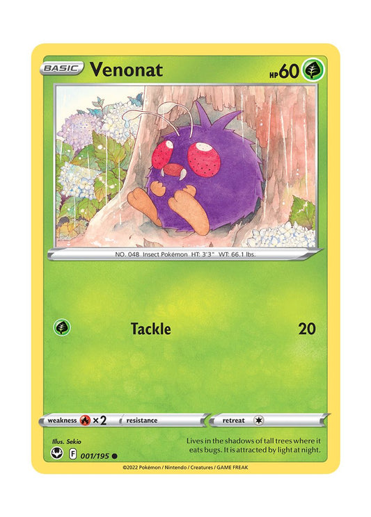 Venonat - Reverse Holo (001/195) - Silver Tempest