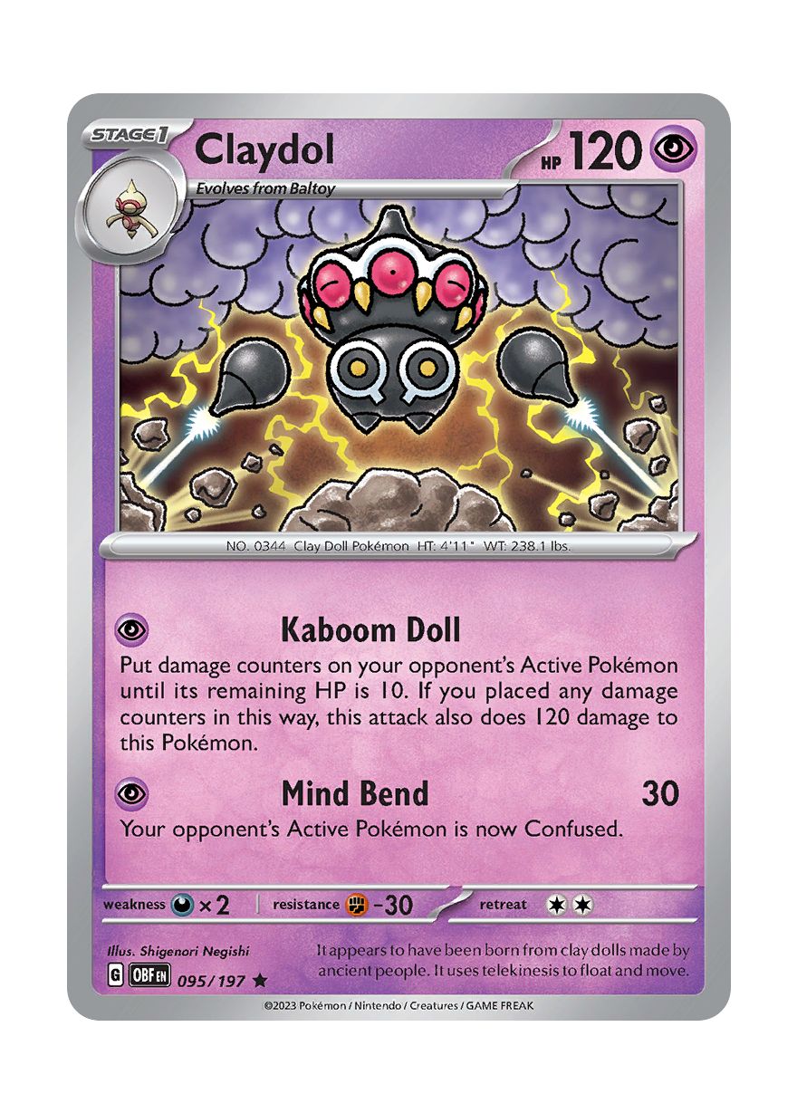 Claydol - Reverse Holo (095/197) - Obsidian Flames