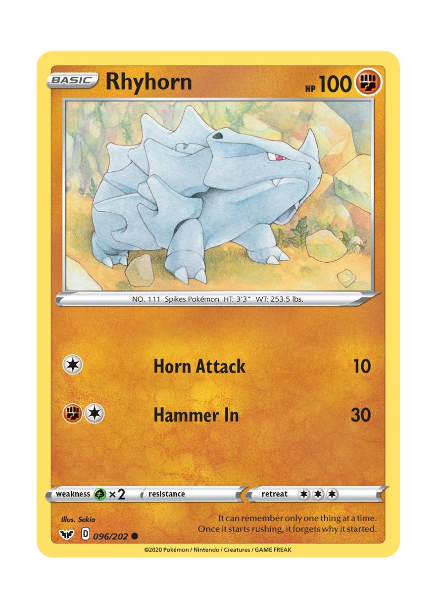 Rhyhorn - Reverse Holo (096/202) - Sword & Shield