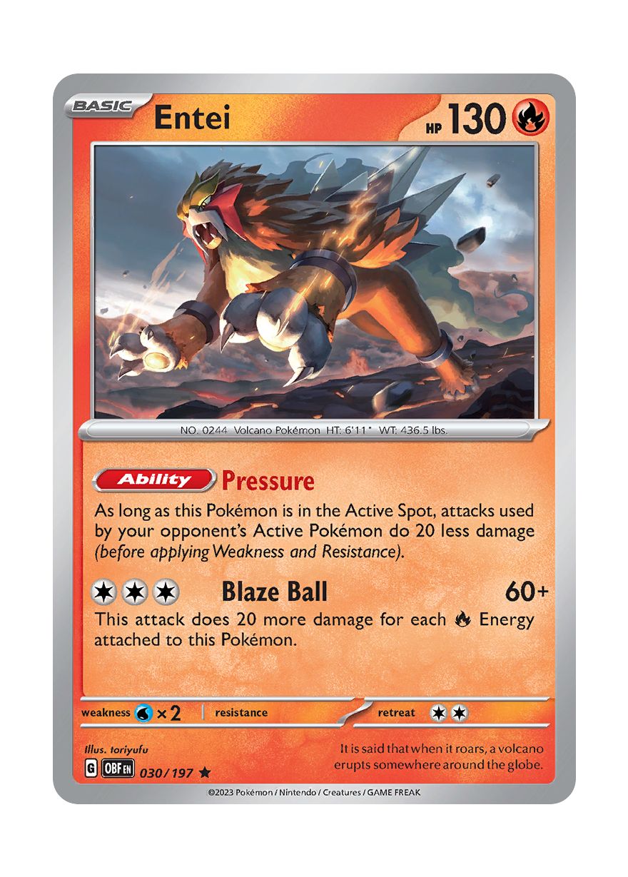 Entei - Reverse Holo (030/197) - Obsidian Flames