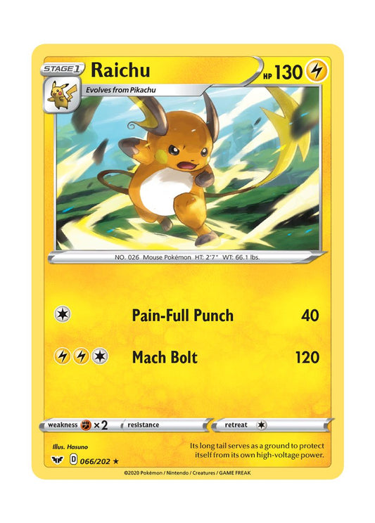 Raichu - Reverse Holo (066/202) - Sword & Shield