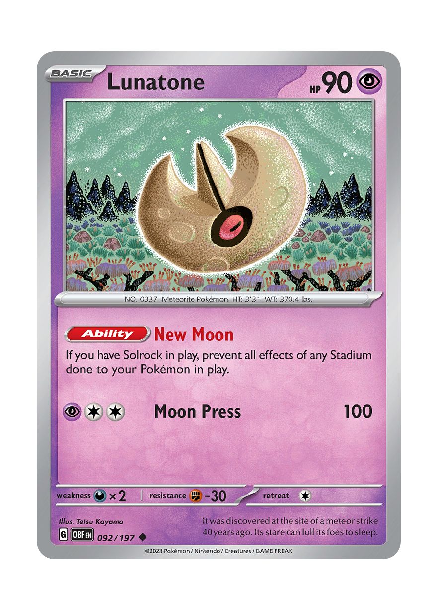 Lunatone - Reverse Holo (092/197) - Obsidian Flames