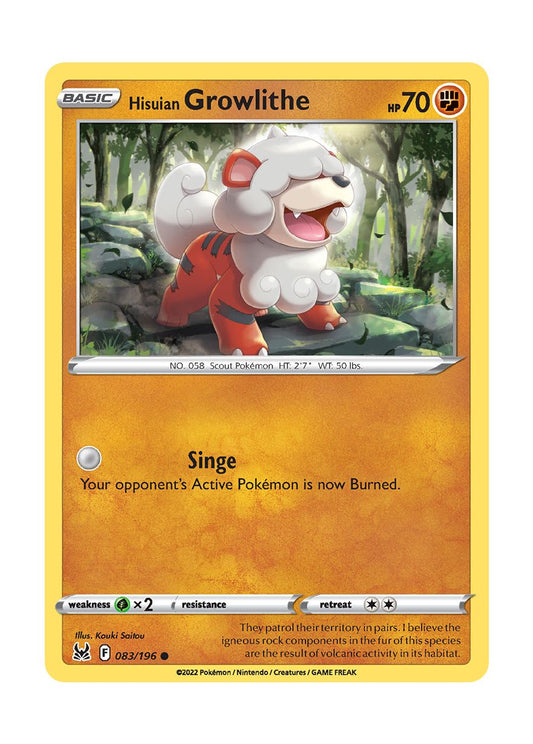 Hisuian Growlithe - Reverse Holo (083/196) - Lost Origin